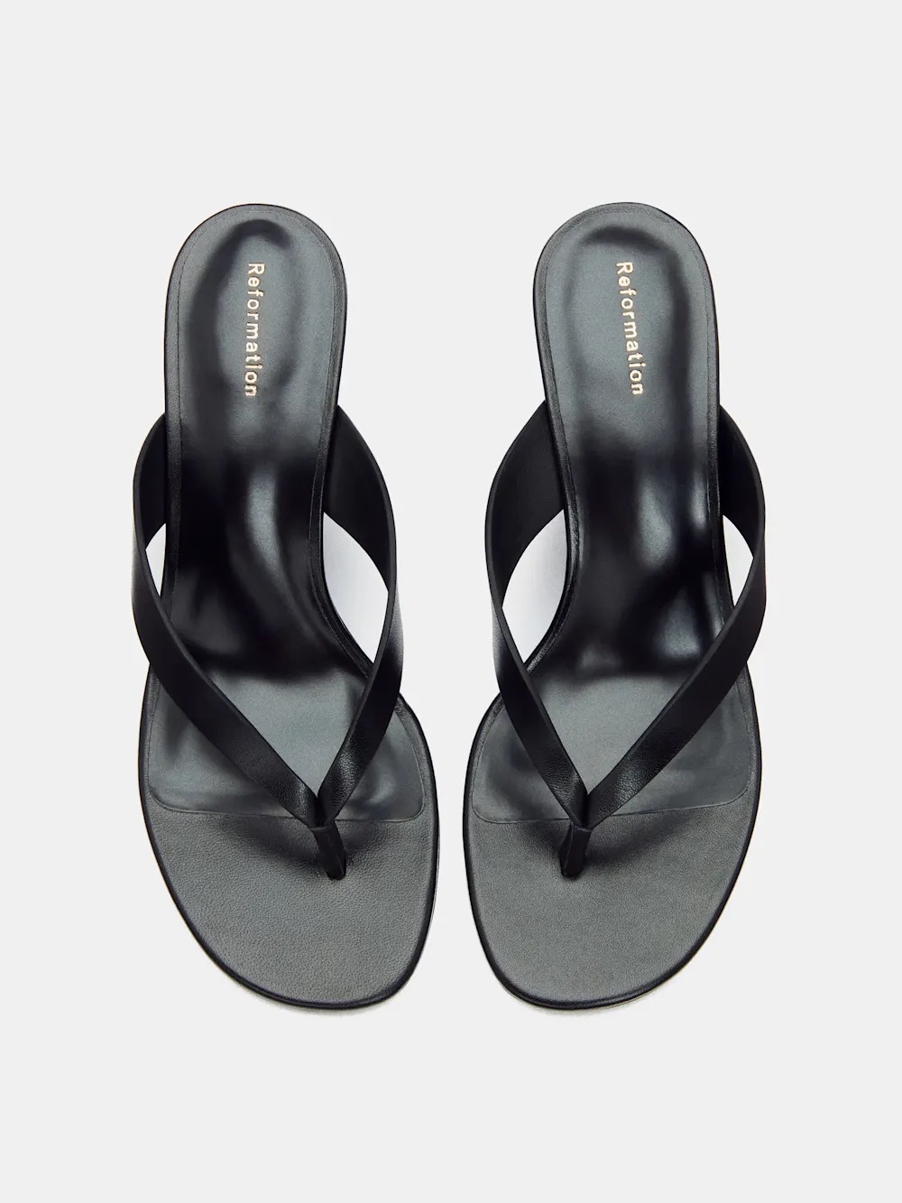 NWT reformation black leather size 8.5 jessie wedge thong sandal